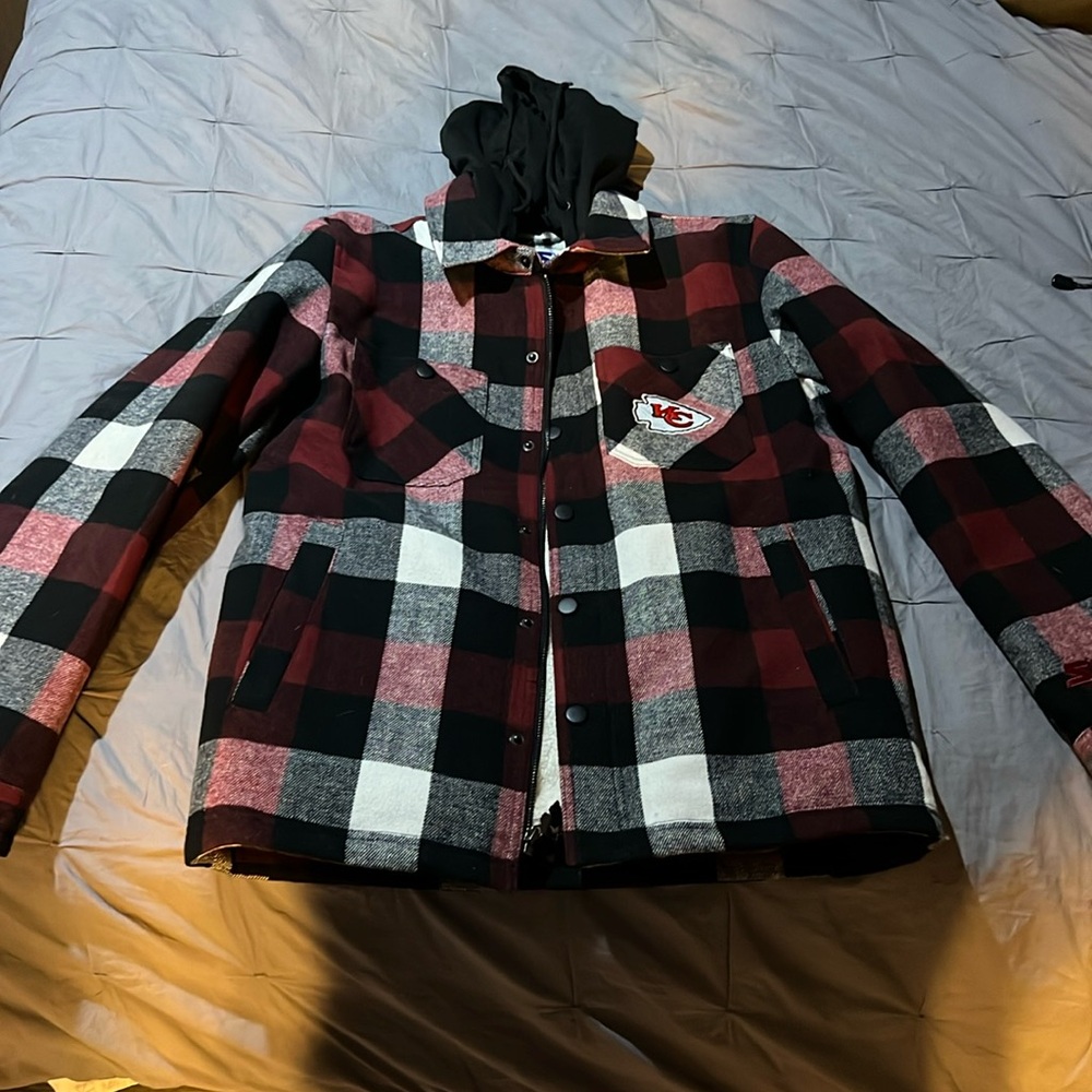 Flannel plaid Chiefs coat